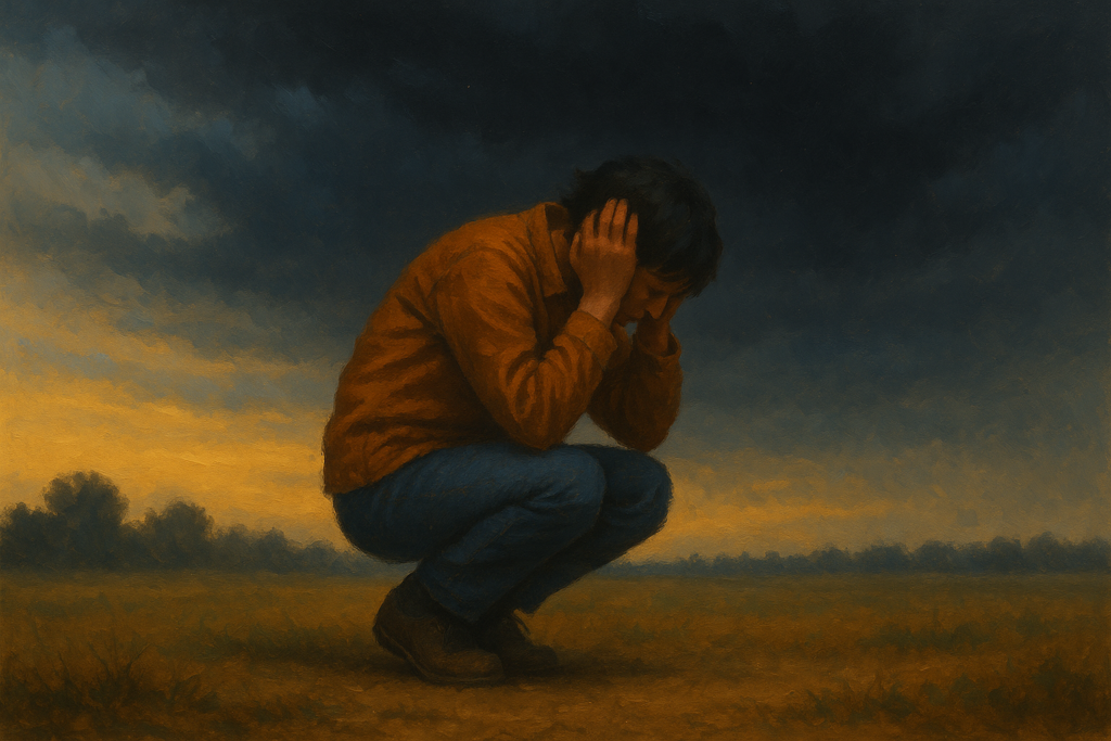 雷しゃがみのイラスト