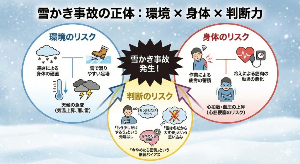雪かき事故の要因についての画像